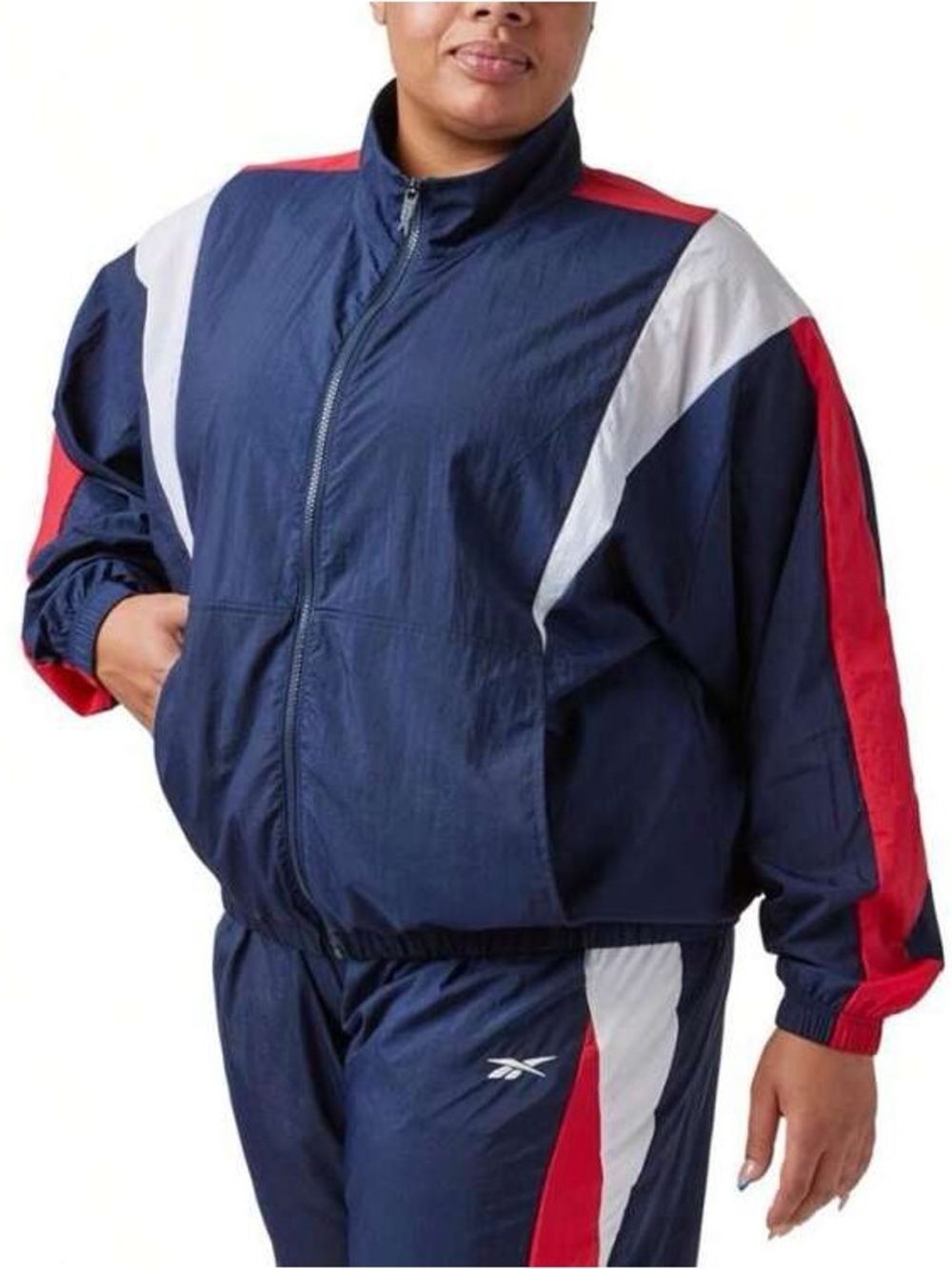 Reebok Plus Size Zip-Front Colorblocked Jacket Women's 3X/22-24W Vector Navy